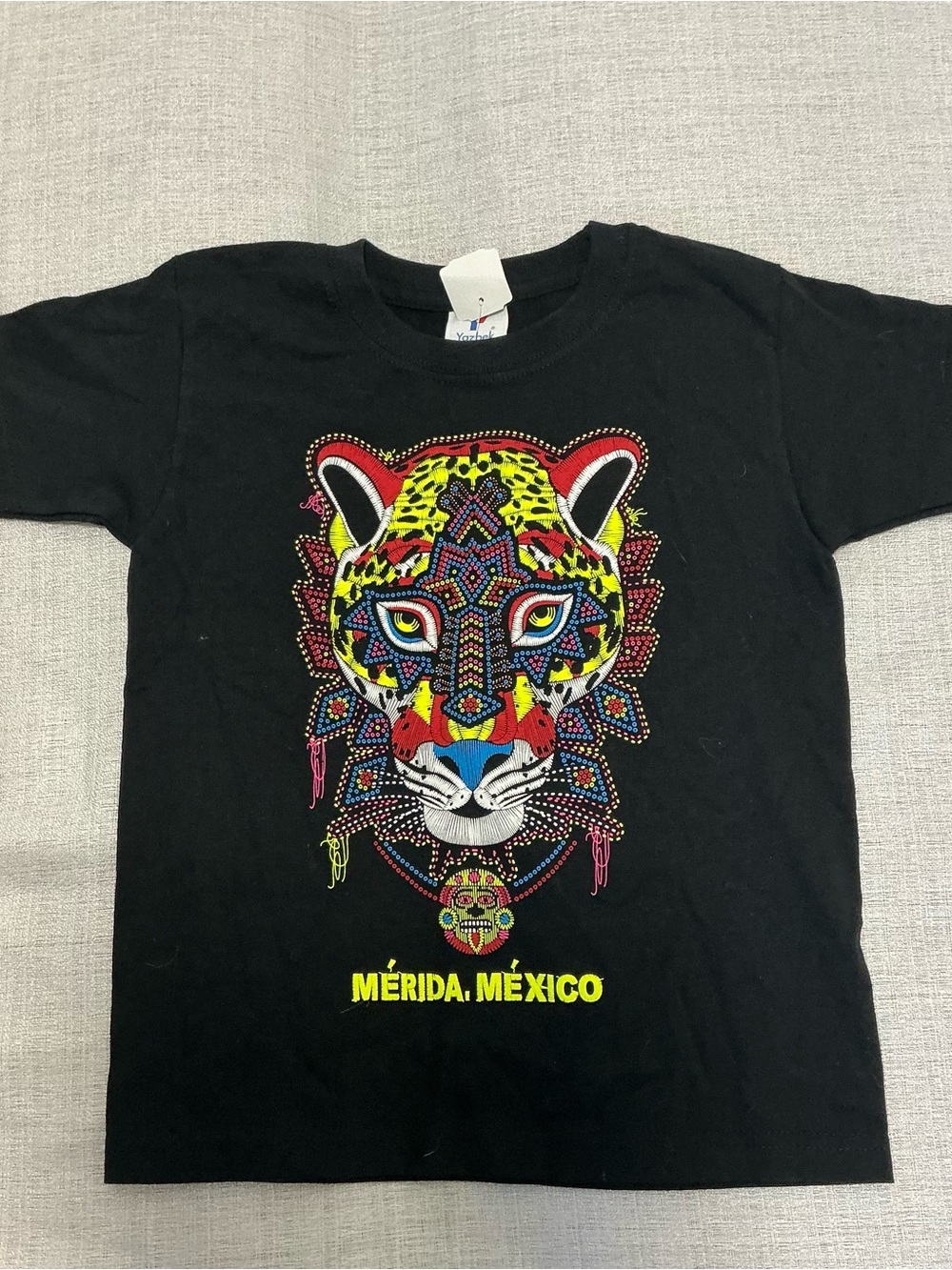 Yazbek Kids Merida Mexico Jaguar Graphic T Shirt Size 4Y 4T Bead Art Style Black